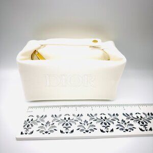3774 DIOR WHITE ZIPPERED POUCH COSMETIC BAG BEAUTY BAG DESIGNER